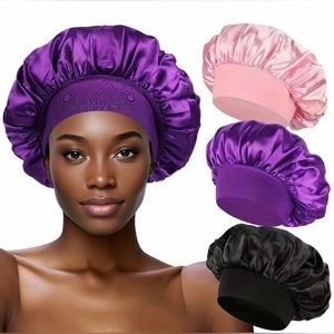 3 Pack Satin Hair Bonnet- New
